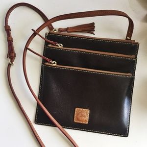 Dooney Burke Black Leather Triple Zipper
